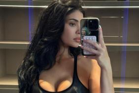 Kylie Jenner Pairs Plunging Top & Micro Skirt With Khy x Gia Borghini Heels