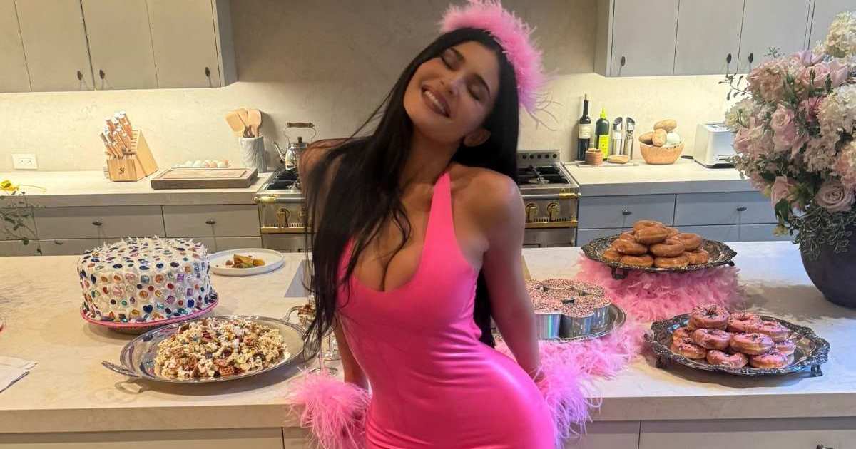 Kylie Jenner Wears Body-Hugging Plunging Latex Minidress & Fluffy Gucci Heels