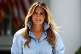 Melania Trump Leaves Michael Kors Shirt Unbuttoned Over Red-Hot Dior Skirt