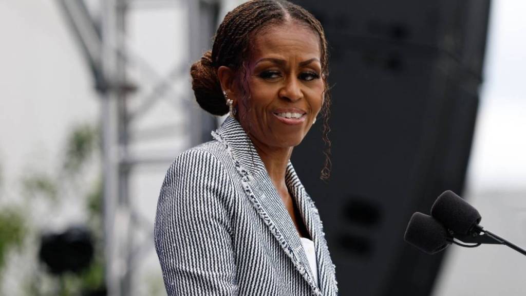 Michelle Obama's Carolina Herrera Striped Dress Hangs by a Single Strap