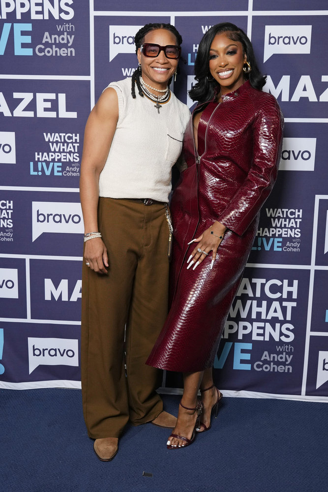 Porsha Williams and Sway McKinney backstage at Watch What Happens Live 