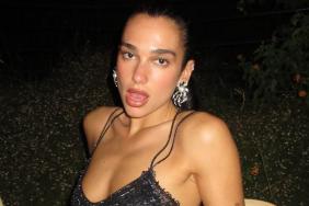 Dua Lipa's Plunging Isabel Marant Micro Minidress Barely Hangs On
