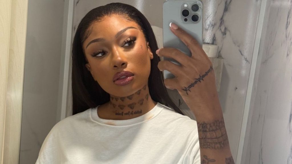 Megan Thee Stallion Flaunts Her Curves in Ultra Plunging Babyboo Bralette