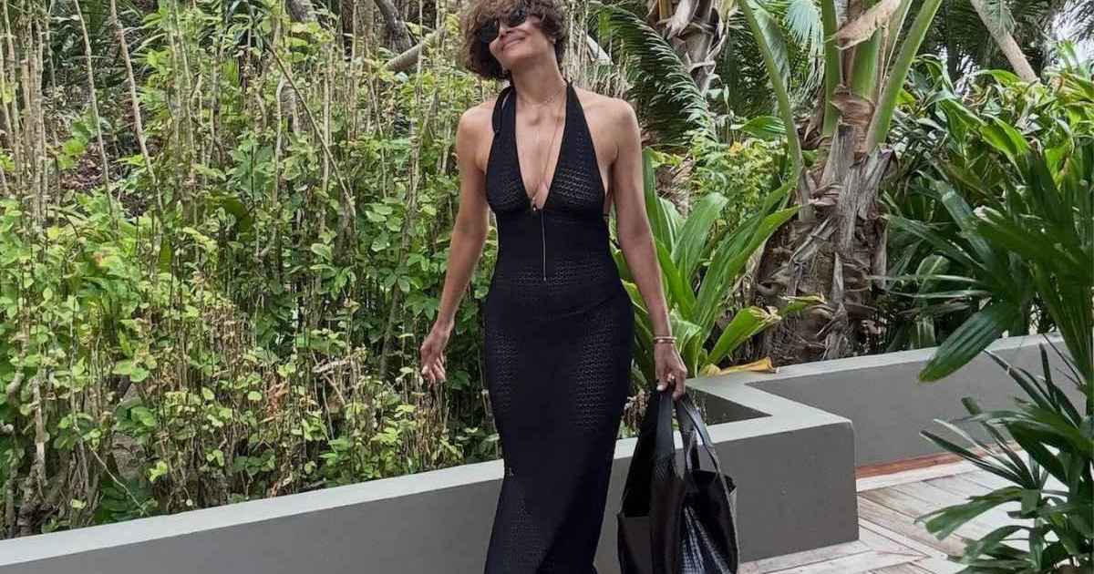 Halle Berry Bares It All in Fully See-Through Plunging Open-Knit Dress