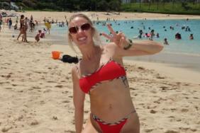 Brittany Mahomes Takes Over the Beach in Red Burberry X Hunza G Bikini