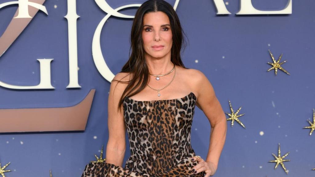 Sandra Bullock Goes Wild in Plunging Givenchy Dress With Thigh-High Slit