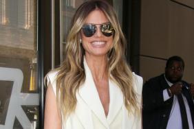 Heidi Klum's Stringy Bikini Top Peeks Through Unbuttoned s.Oliver Shirt