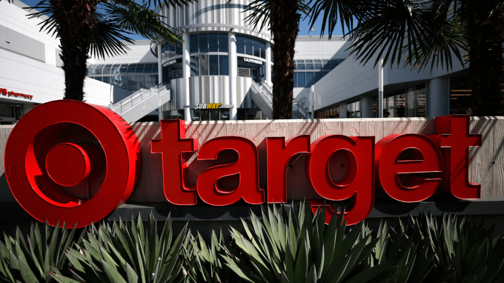 Target store sign amid controversy over a Halloween costume removed from its assortment