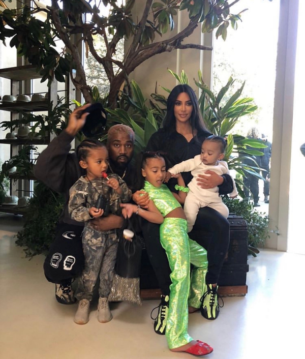 Kim Kardashian & Kanye West With Their Kids
