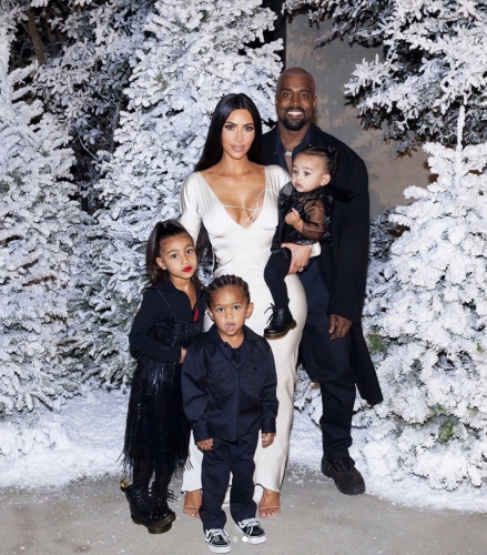 Kim Kardashian & Kanye West With Their Kids